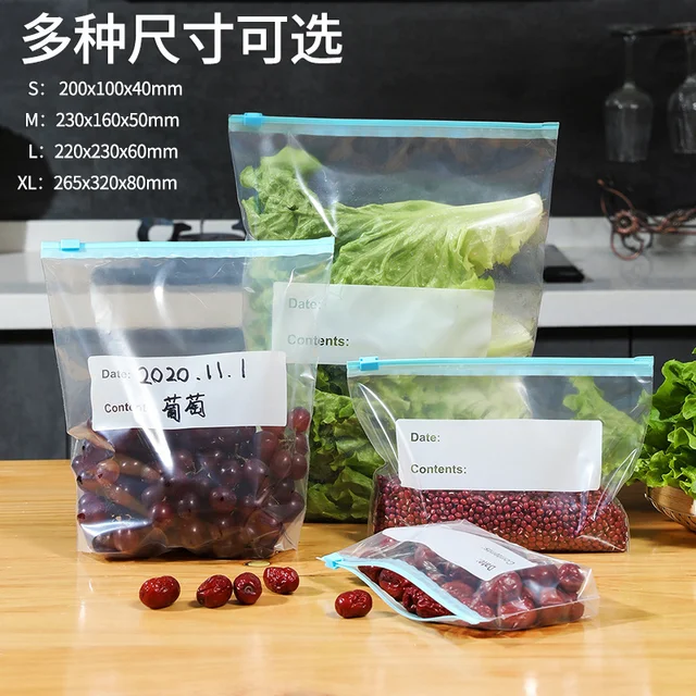 10 Darabos Újrafelhasználható Friss Cipzáras Táska Élelmezéshez Műanyag Zacskók Gyümölcs Zöldség Táskák Ziplock Ételtáska Konyhai Ételek Tároló Szervező - Image 2