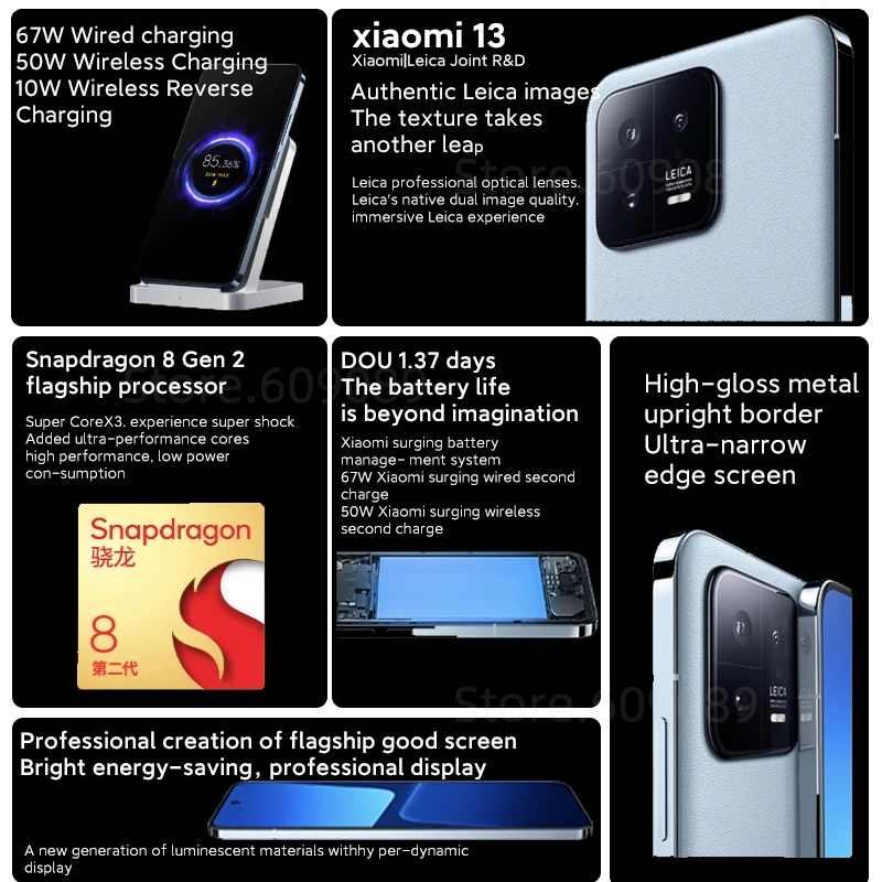 Global ROM Xiaomi 13 5G MIUI 14 Snapdragon 8 Gen 2 54MP Triple Camera The  new sensor of IMX8 67W Fast Charger Mi 13