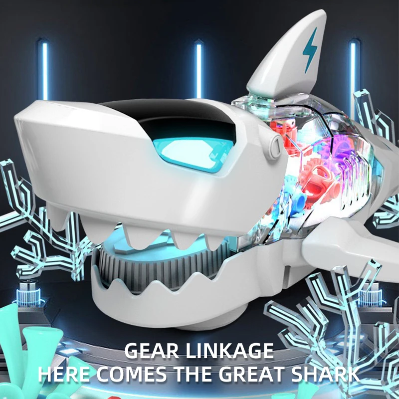 시뮬레이션된 회전하는 상어 전동 기어 움직이는 상어 멋진 조명 소리 효과 애완 상어 인터랙티브 게임 장난감 남아 여아 선물용
