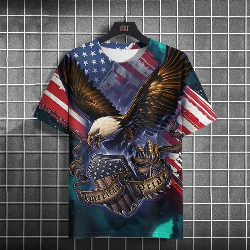 

Футболки в американском стиле для мужчин, модные уличные Топы в стиле хип-хоп с рисунком орла и короткими рукавами, Мужская футболка большого размера