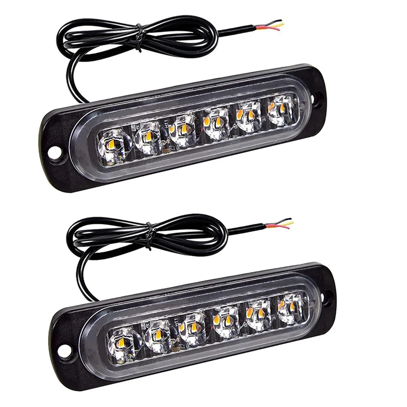 LED Emergency Strobe Lights, Amber 6 LED Strobe Warning Emergency Flashing Light for Car Truck