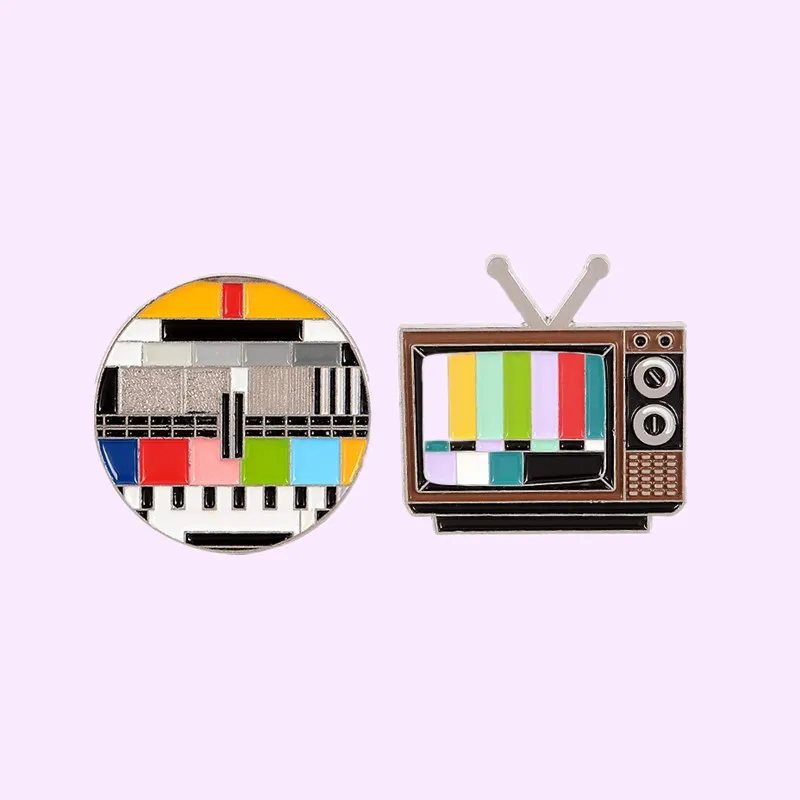 텔레비전 수리 로그인 에나멜 핀 밈 오래된 TV 테스트 쥬얼리 데님 재킷 칼라 배지 브로치 옷깃 핀, 친구, 도매