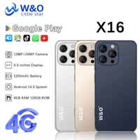 W&O X16 4G Smartphone Android 14 8GB RAM 128GB ROM Mobile phone 6.6 Inch HD Dual SIM 5200mAh Battrey 13+26MP Camera Cell Phone 1