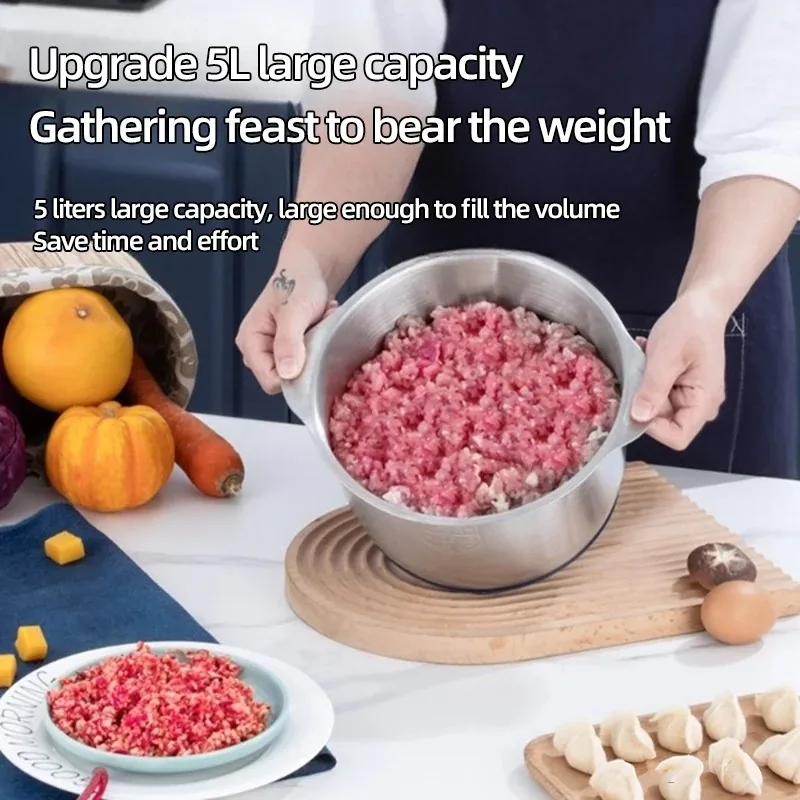 5L Home Electric Stainless Steel Meat Grinder 500W Powerful Vegetable Fruit Food Processor Chopper Slicer Food Grinder 2