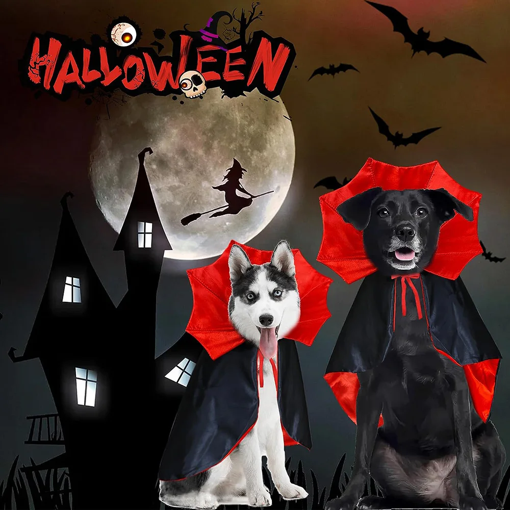 DogHalloweenCostumesVampireCloakCostumeFunnyDogDevilCostume
