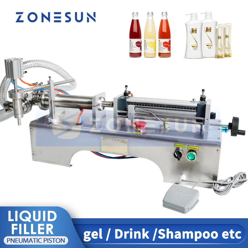 ZONESUN 5-100ml Horizontal Pneumatic Filler Shampoo Wine drinks juice Oil Detergent Filling machine Food Beverage Machinery