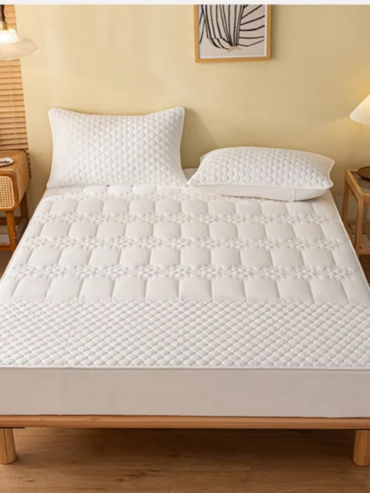 Fittedsheetspurecottonquiltedthickenedsheetsnonslipsoftand