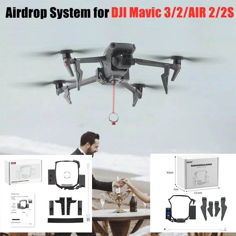 

Airdrop System for DJI Mavic 3/3 Classic/2/AIR 2/2S Drone Thrower Fishing Bait Wedding Ring Gift Deliver Life Rescue Kits