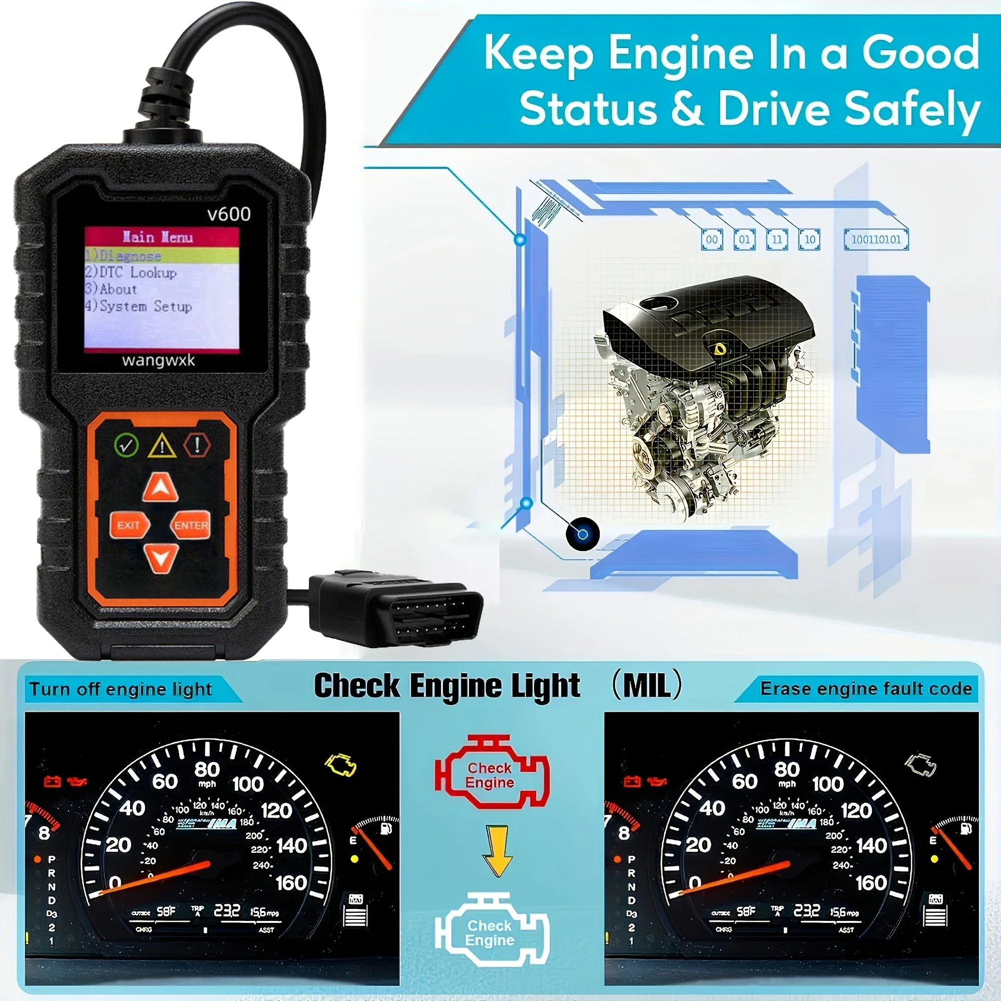 Obd2 scanner 1 PC Car Fault Diagnosis Instrument Clear Fault Codes Diagnostic Scanning Tools Universal Version