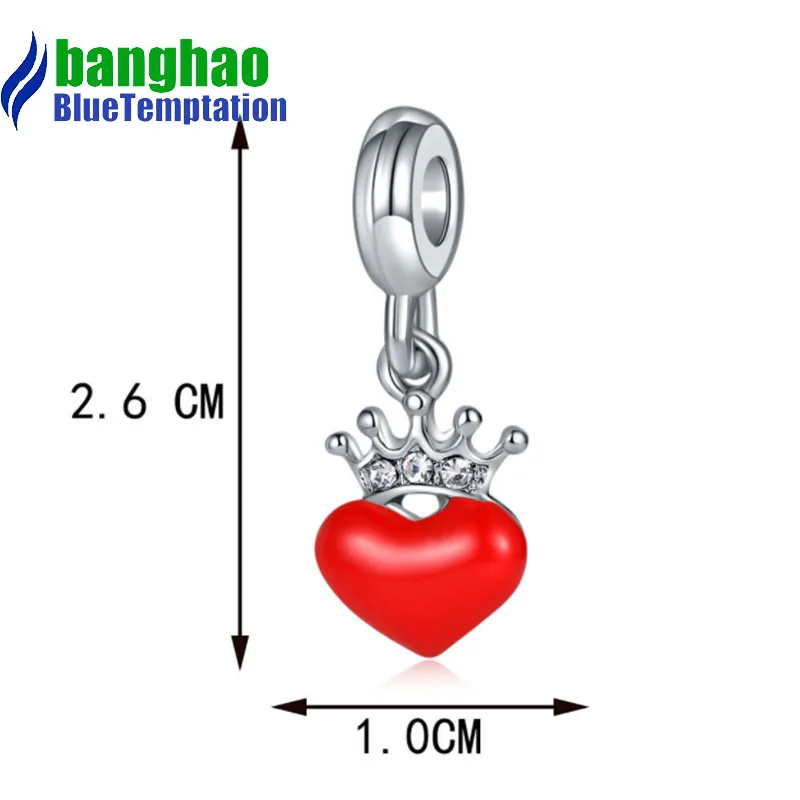 Wholesale DIY Fashion heart crown Charm for making accessories for jewelry alloy pendants bracelets beads DGB1218