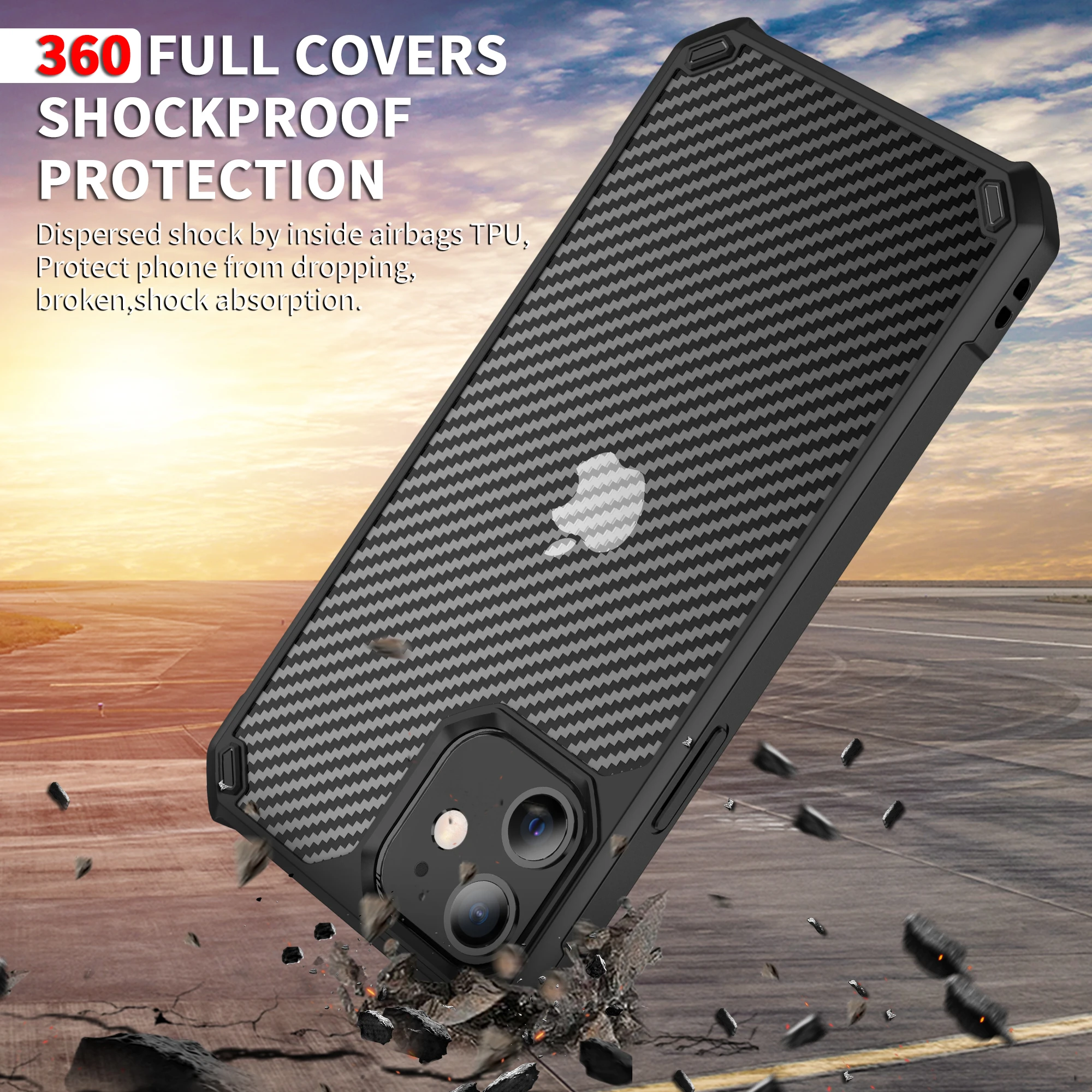 Shockproof Funda Case For iPhone 11 12 13 Mini Pro Max New Carbon Texture Anti Impacto Back Cover For i13 Capa case iphone 13 mini