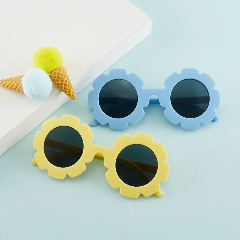 New Tire Flower Round Frame Sun Glasses Cute Decorative Girls Boys Children Kids Outdoor Sun Protection Eyeglasses children sunglasses kids glasses frame