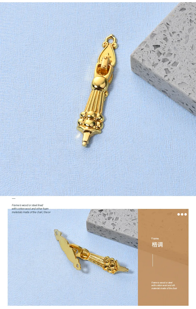 Description Picture 5 of itemImitation gold zinc alloy antique cabinet door drawer small wooden gift box decorative single hole handle