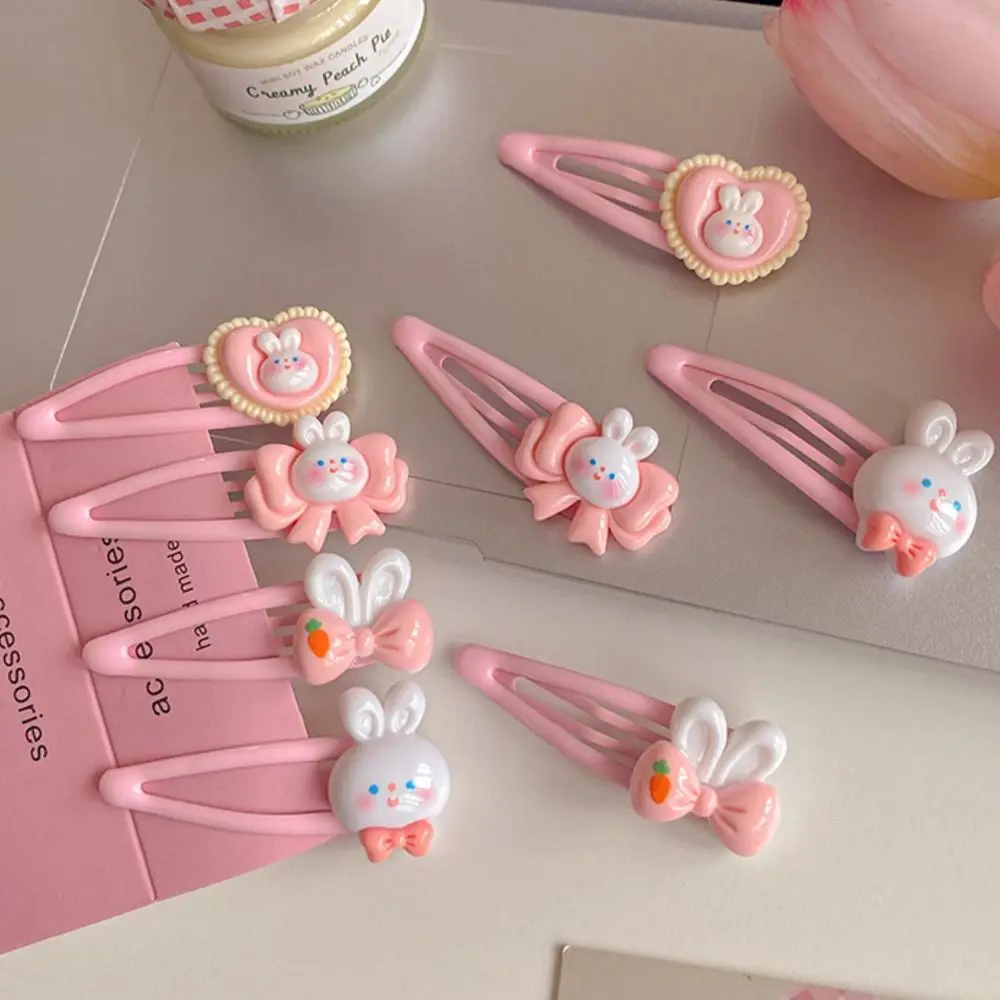 Cute Pink Rabbit Hair Clips Sweet Girl Hair Clips Bangs Side Clip Female Hair Accessories
