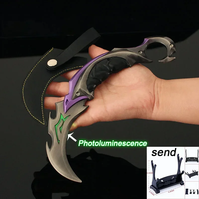 thumbnail image 1 of Serie de armas cuerpo a cuerpo Valorant de 22 cm, modelo de metal Reaver EP 5 Karambit, réplica de espada, juego 1:1, arma, cuchillo, juguetes, adornos, 1 of 5