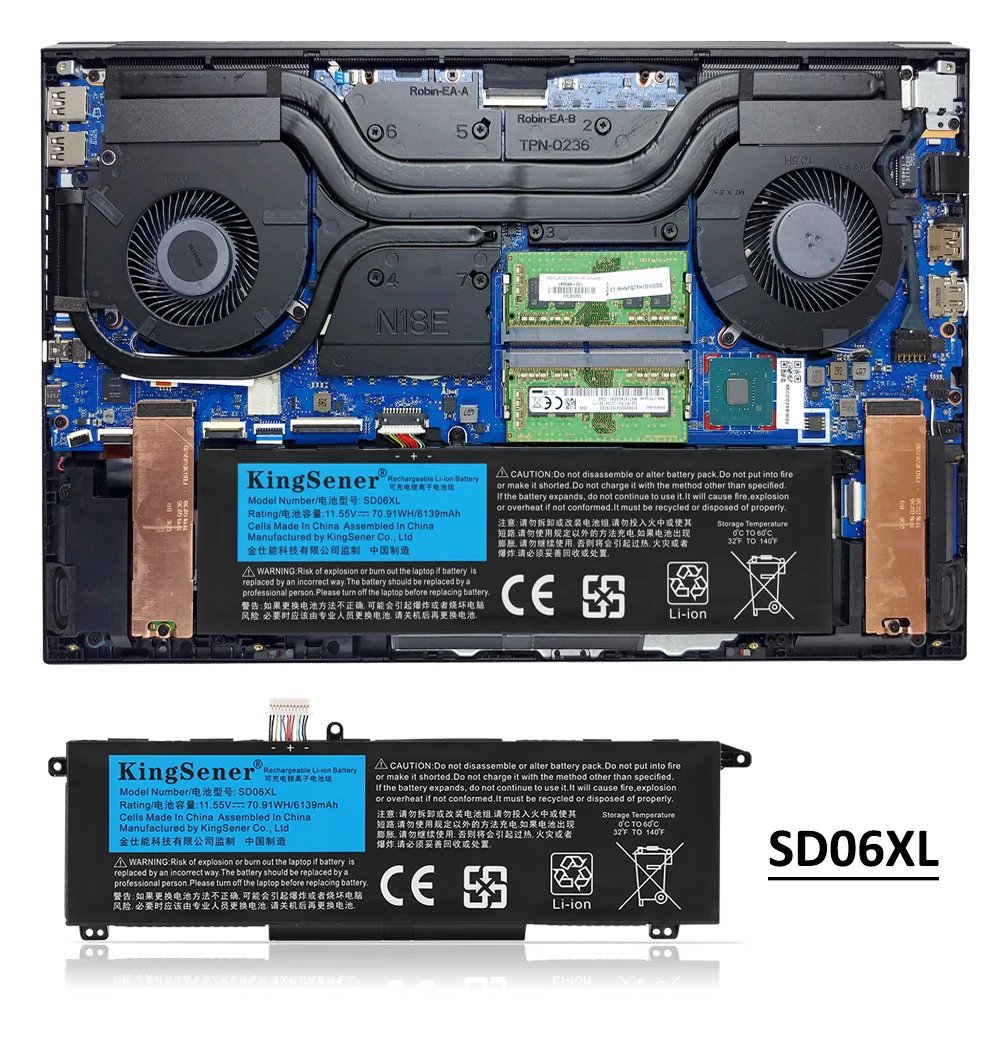Bateria do Portátil para hp Omen 15-ek 15-en 15-ek0xxx 15-ek0013dx 15-ek1013dx 15-ek0019nr Ek0008ca Ek1017tx Tpn-q23 Kingsener-sd06xl - Imagem 3