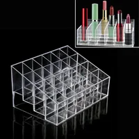 Clear 24 Grid Lipstick Stand Case Makeup Organizer Storage Box Lipstick Display Stand Holder Cosmetic Jewelry Organizer Box 1