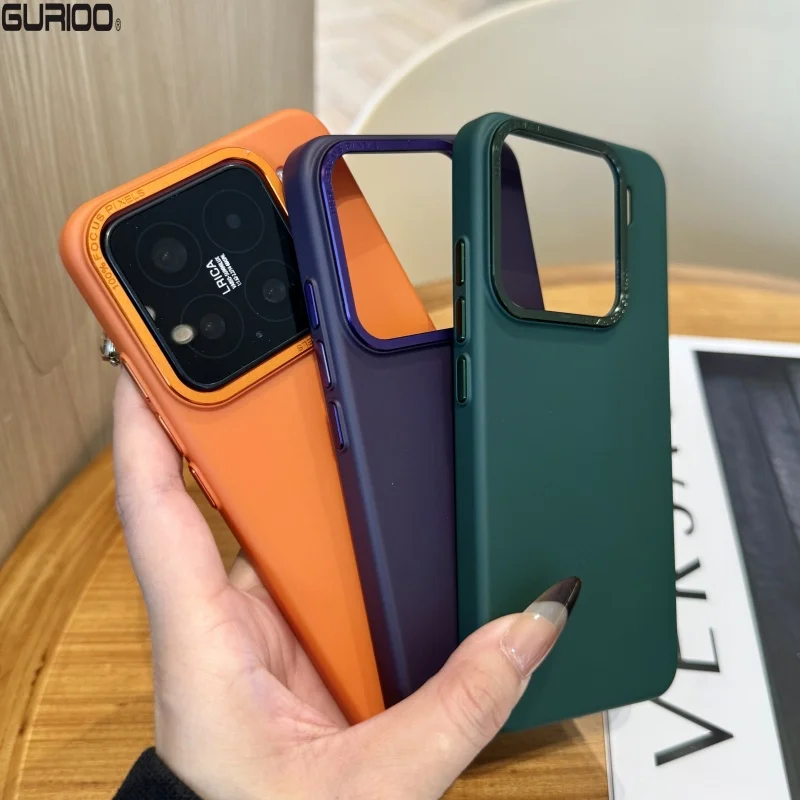 Solid Color Matte Shockproof Metal Phone Case with Camera Lens Protection