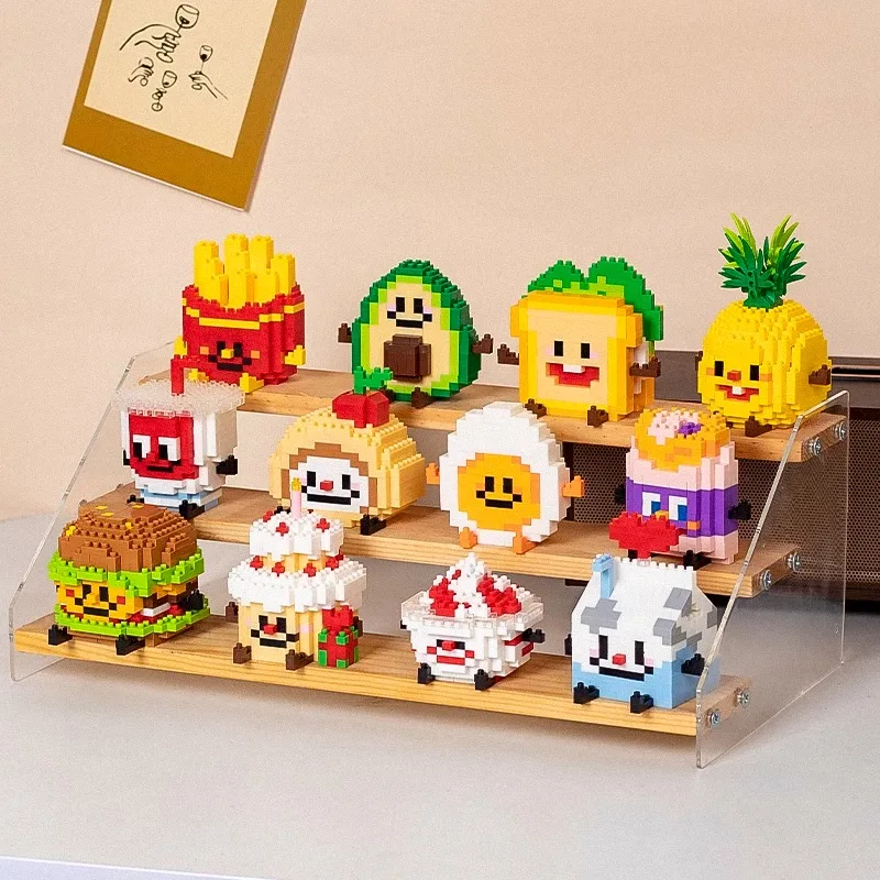 Food styling, mini building block toys, fruit stacking, desktop decoration, collection, collage, cute models, Christmas gifts 2