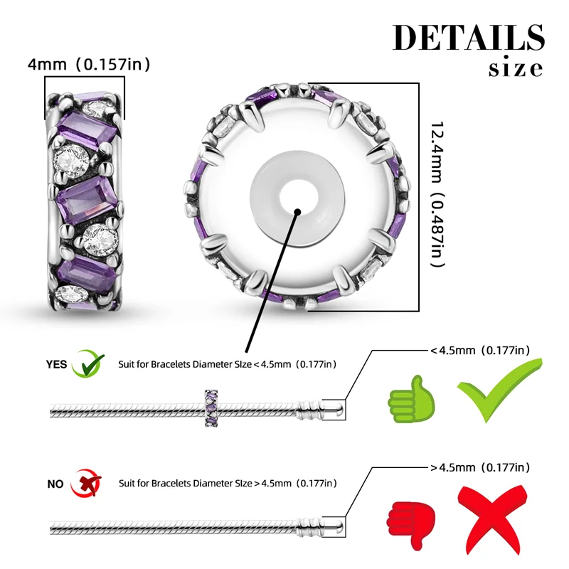 New Sparkling 925 Sterling Silver Clasp Round Clip Charms Daisy Feather Fit Original Pendant Beads Safety Chain Bracelet Jewelry 2