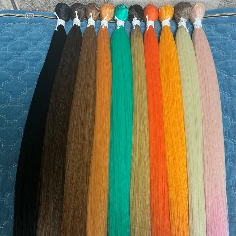 Straight  Bundles Synthetic With Weft  Hair  Straight Hair Extension Colorful 30 Inch For Women Straight Hair Weaving Full To En