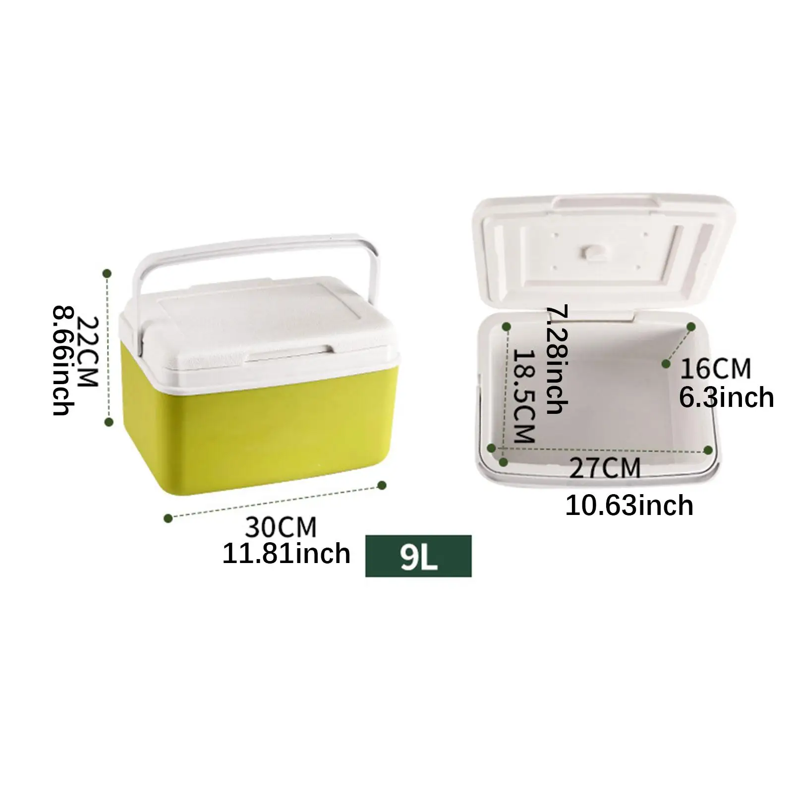 Insulated Cooler Box Car Refrigerator Versatile Personal Cold/Heat Preservation Cooler Ice Chest Small for Picnic Boat Party