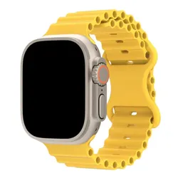 Sport Ocean Silicone Strap for Apple Watch - Premium Wristband Bracelet (Yellow)
