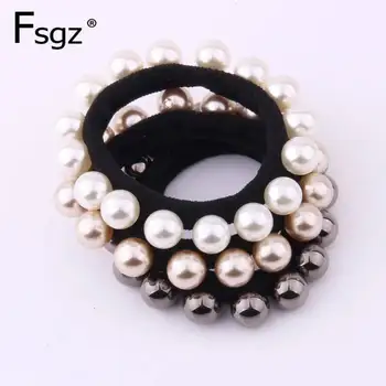 2 PEZZI Elastici in gomma per donna Perline di qualità Corda per capelli Perle di lusso Gomma per capelli