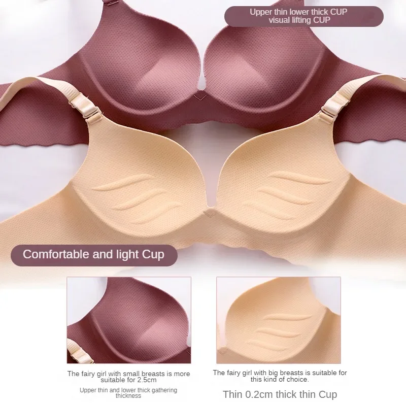Sexy Push Up Bra Corset Wireless One-Piece Breathable Underwear Gathered Uphold Bra Set for Women Lingerie Seamless Bralette 2
