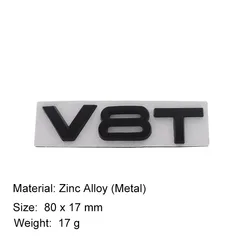 Premium Car Hood and Trunk Decal Emblem Sticker (Metal - V8T - black)
