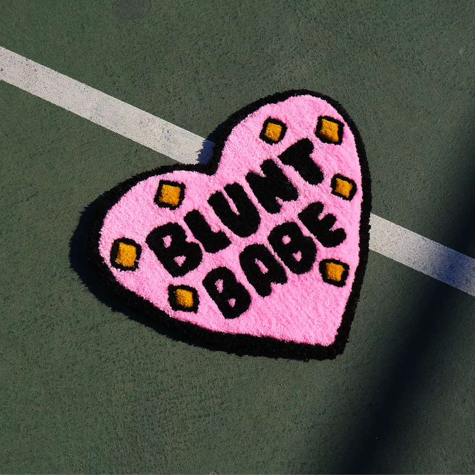Handmade Pink Heart Shaped Tufted Area Rug