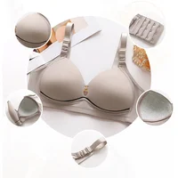 Women Plus Size Comfort Bra Wire-Free Seamless Non-Magnetic Thin Cup Solid Color Breathable Everyday Wear Bras 2