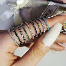 

2022 New Trendy Rainbow Simulated Diamond Stackable 925 Sterling Silver Eternity Ring for Women Wedding Finger Band Gift Z30