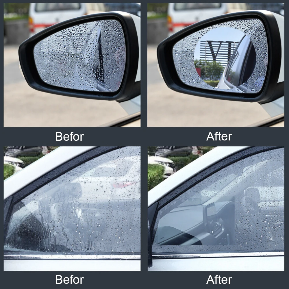 1Pcs Car Rearview Mirror Nano Rain Film Anti-fog Film Side Window Solar Protective Rearview Mirror Hydrophobic Sticker car mirror film