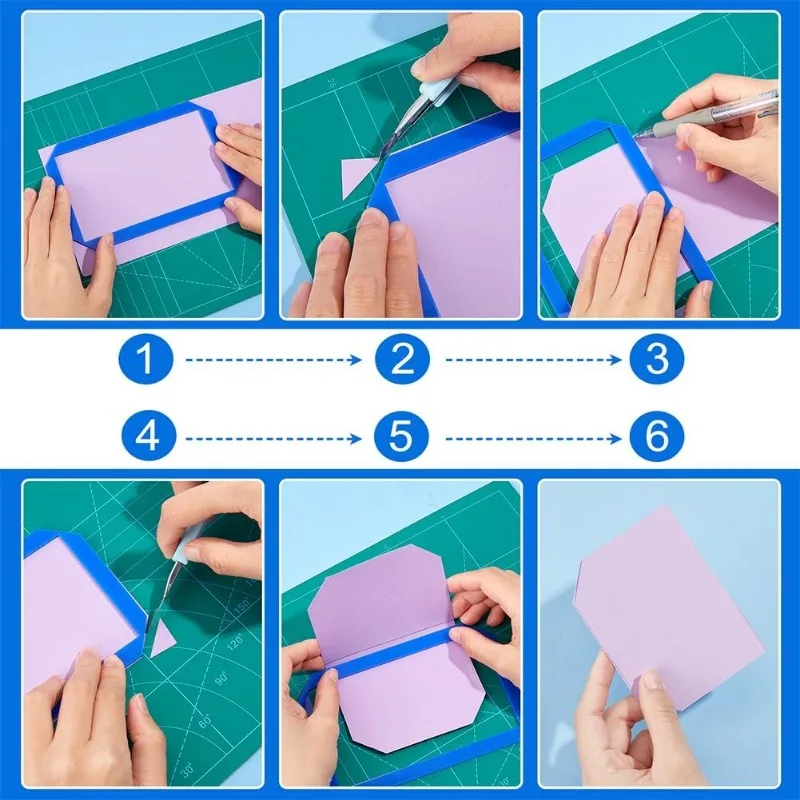 Bookbinding Tools Blue Acrylic Notebook Cover Rectangle Bookbinding Guide Template Ruler Scrapbooking Tool 3 Sizes