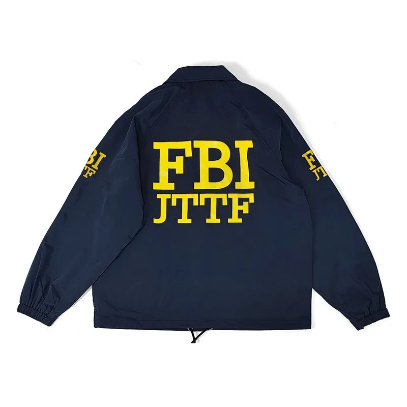 American Casual FBI Counterterrorism Task Force Lapel Single Breasted Long Sleeve Jacket Windproof Tactical Trainer Coat