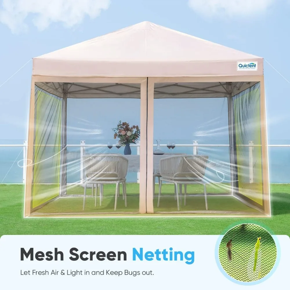 10'x10' Pop up Canopy Tent with Netting, Outdoor Instant Portable Gazebo Ez up Screen House Room Tent -Fully Sealed