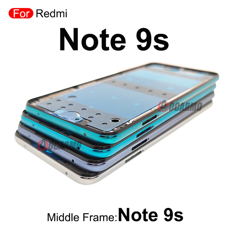 사이드 키 포함 중간 프레임, 블루 블랙 화이트, Redmi Note 9s 용 교체 부품