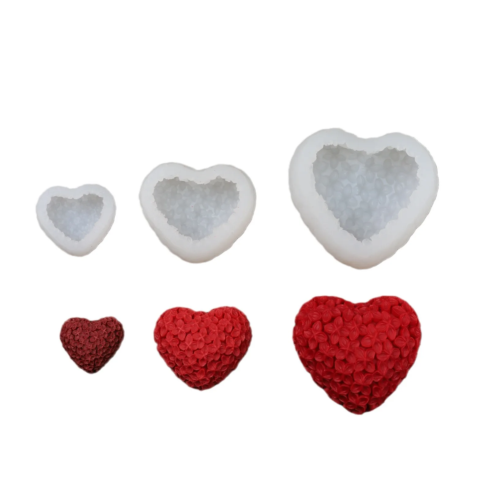 3D Love Heart Flower Silicone Candle Mold DIY Valentine's Day Heart Soap Resin Chocolate Baking Kit Wedding Party Craft