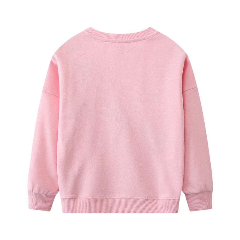Kids Clothes Baby Girls 2025 Autumn Spring New Pink Sweatshirts Embroidered Flowers Long Sleeve Sweatshirt