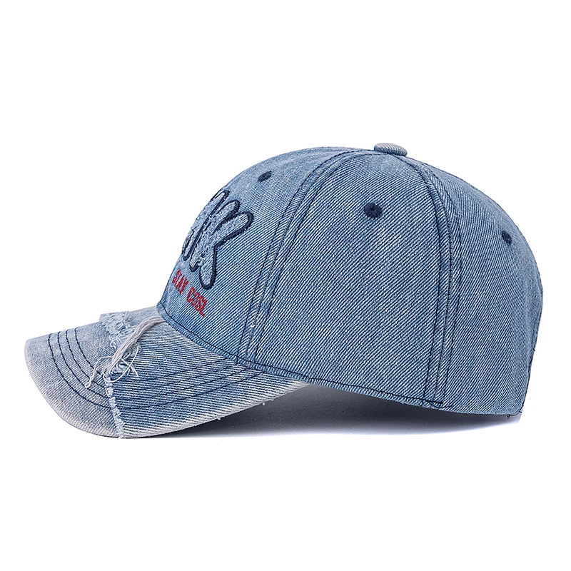 Hot Sale Unisex Washed Cotton Raw Hem Baseball Cap Distressed Hat SMK Letter Embroidery Outdoor Sports Dad Hat For Men And Women