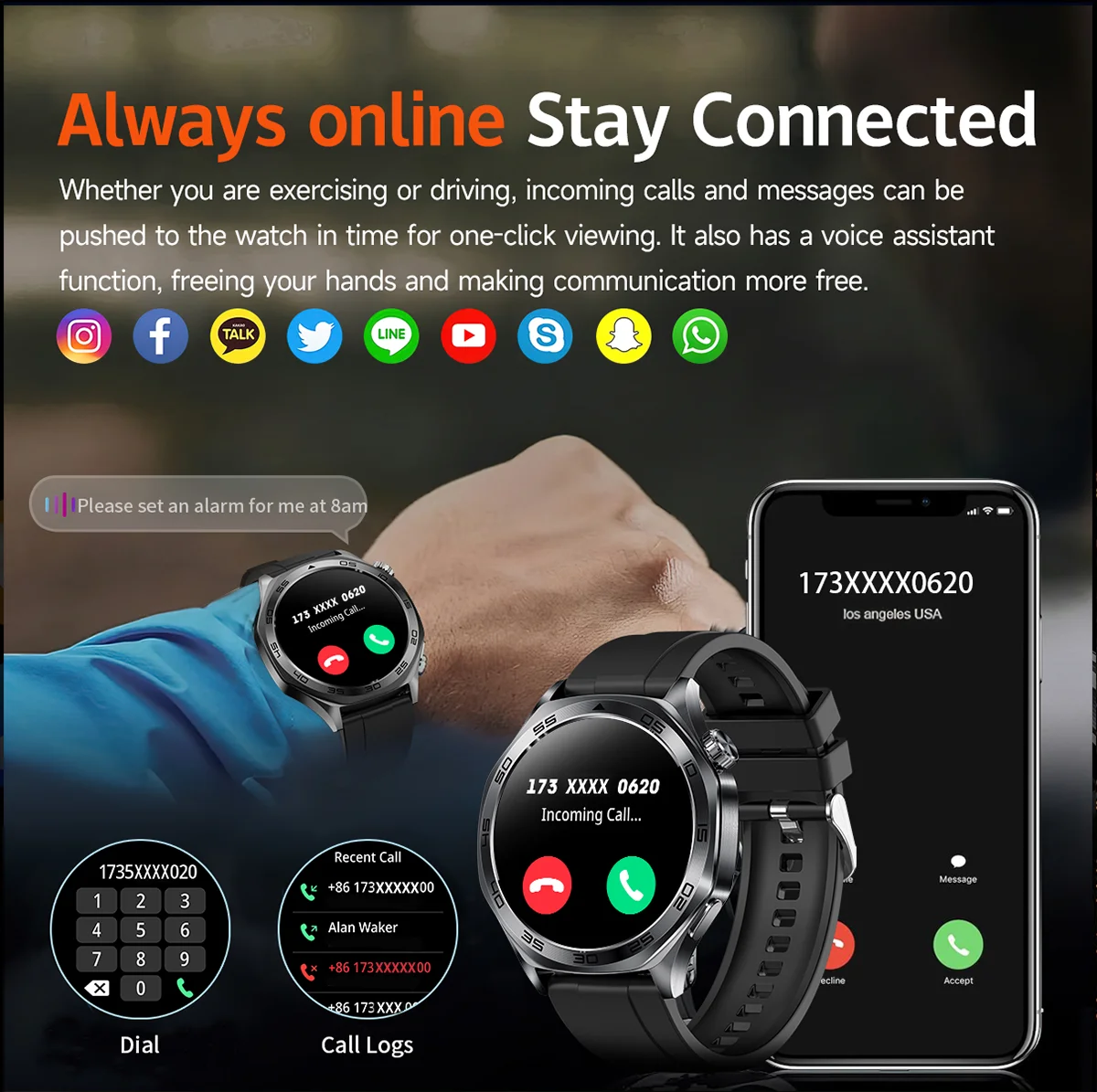 Smartwatch, quadrante personalizzabile, diverse modalità sportive, risposta/effettua chiamate, promemoria messaggi, adatto sia per uomini che per donne - immagine 4