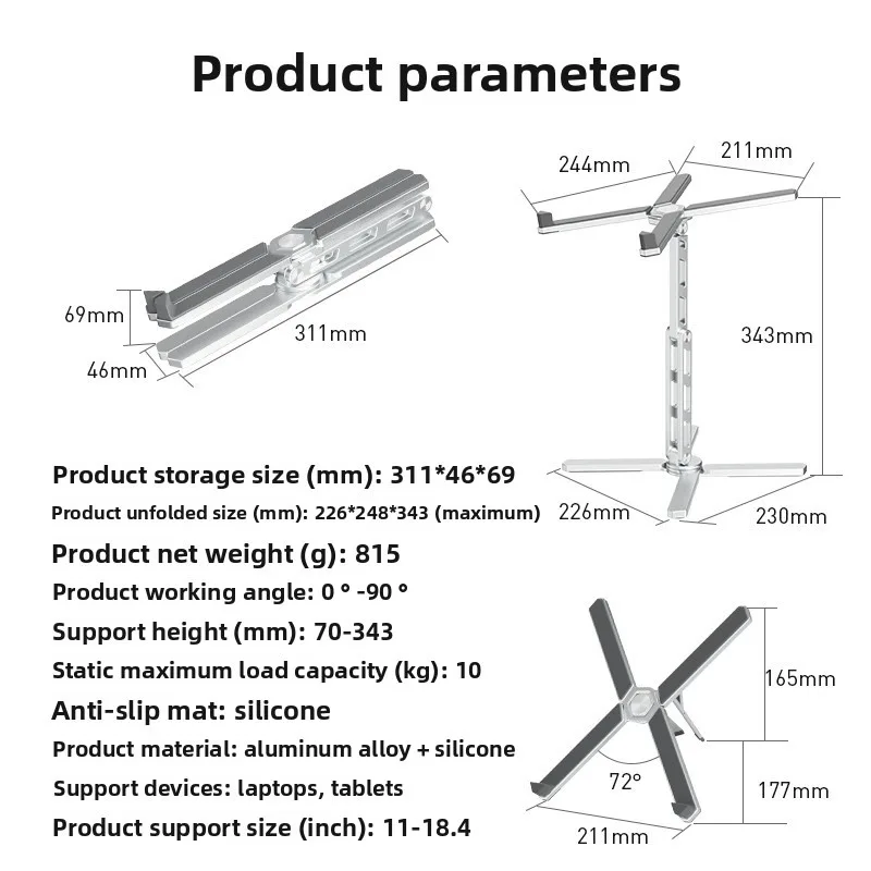 책상용 2-in-1 분리형 노트북 스탠드, 금속 접이식 노트북 라이저 홀더, 휴대용 데스크탑 태블릿 스탠드, 10-15.6인치 노트북용