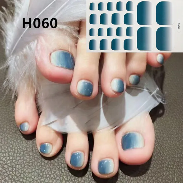 22tips Korea Toe Nail Sticker Wraps Adhesive Decals Toenail Polish Strips DIY Pedicure Foot Decals Manicure Women H060