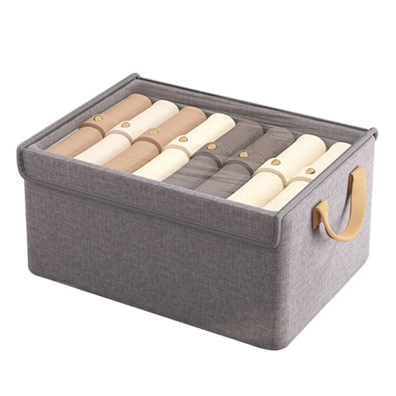 Space Efficient Fabric Storage Container with Lid Easy To Store Clothing Holder 4