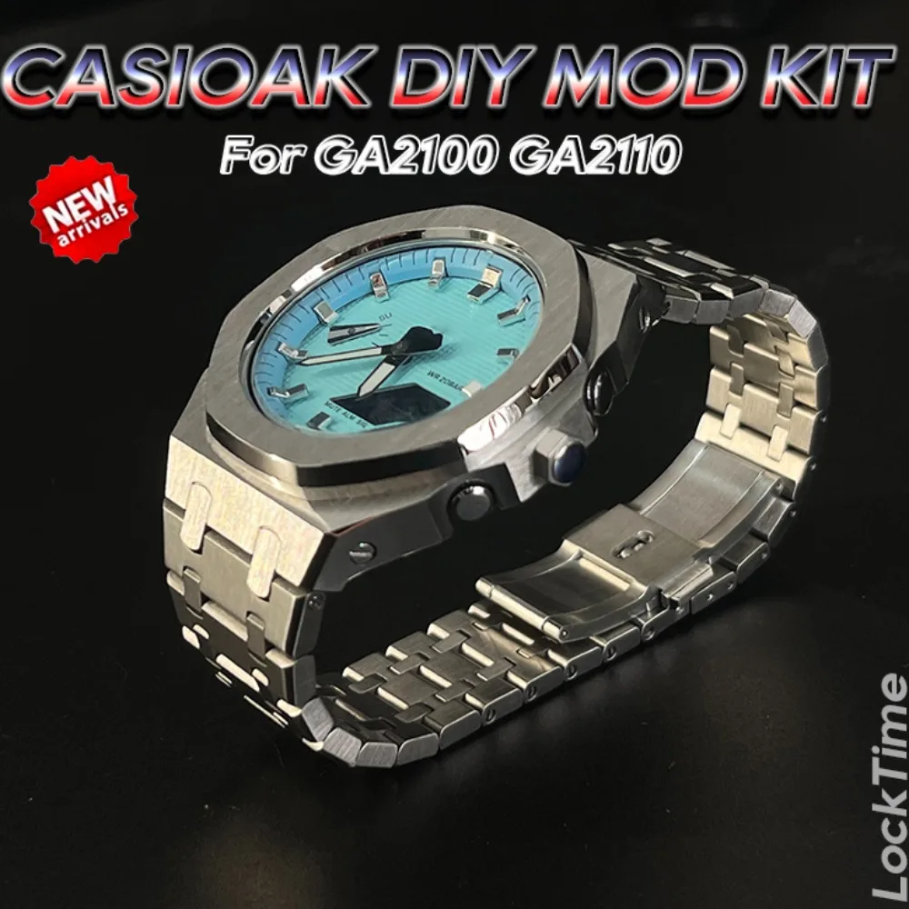 Casioak Burnishing Custodia In Acciaio Inossidabile Per G-Shock Ga2100 Kit Di Modifica Cornice In Metallo Cinturino In Acciaio Inossidabile Per Ga2110