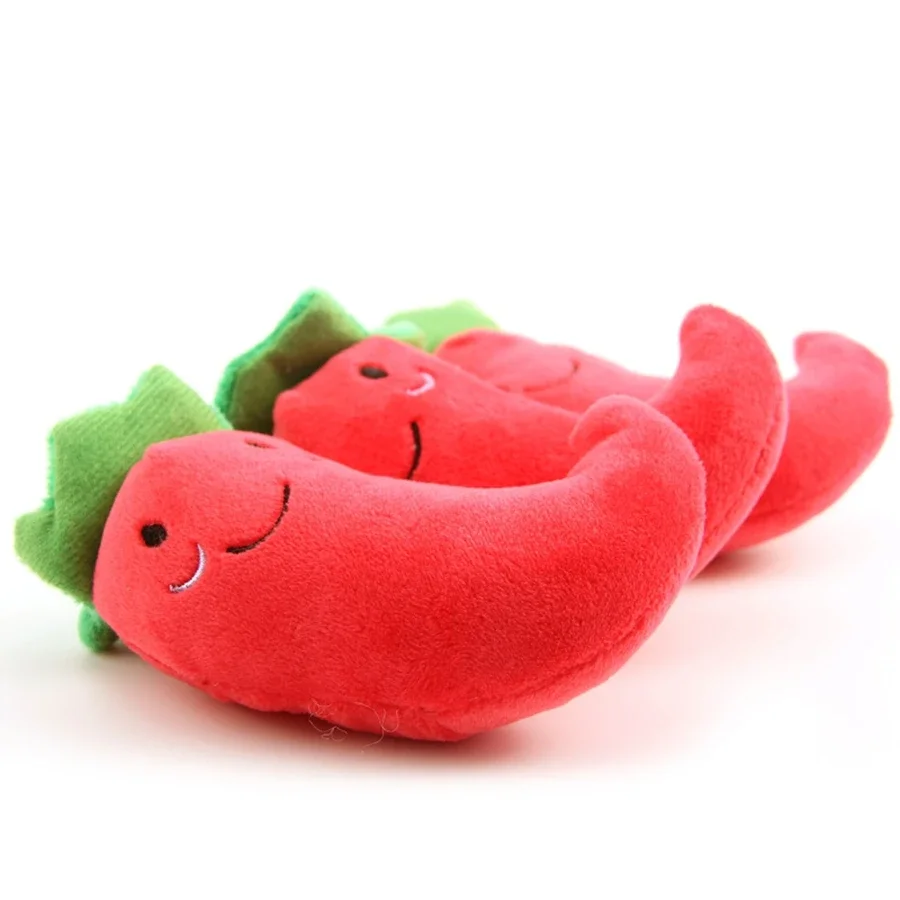 Pet Toy 1PC with Plush Sound Nibbling on Red Chili Peppers
