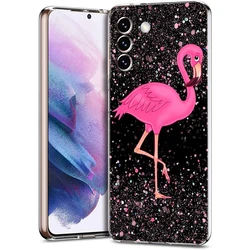 Prachtige Roze Flamingo Bladeren Zachte Doorzichtige Telefoonhoes Cover