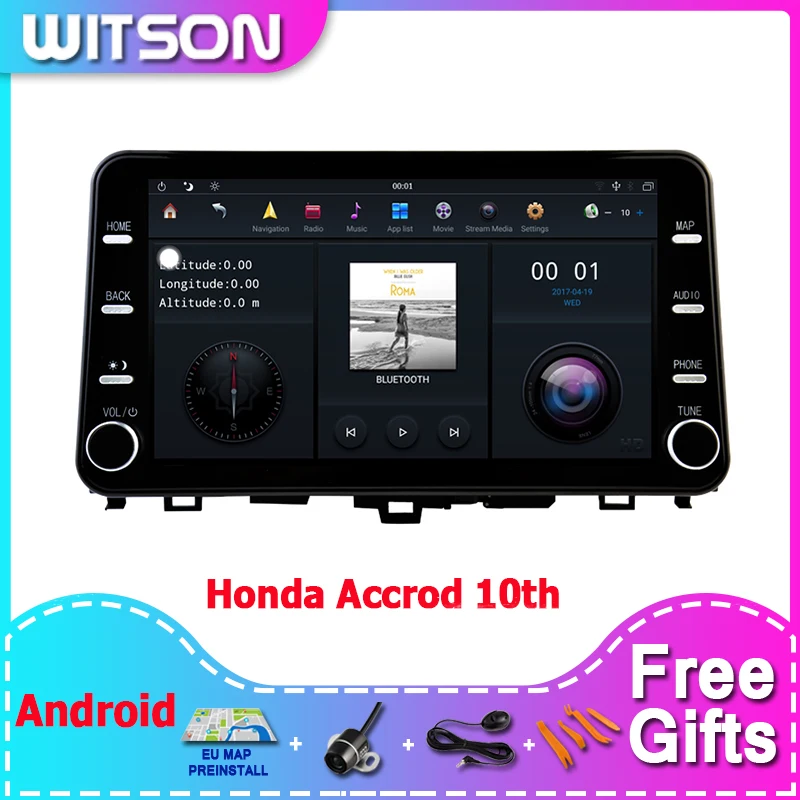 

Автомобильный мультимедийный плеер WITSON для Honda, 11,8 дюйма, для Honda, 10, Android, беспроводной, Carplay, GPS-навигация, стерео, CarPlay плеер