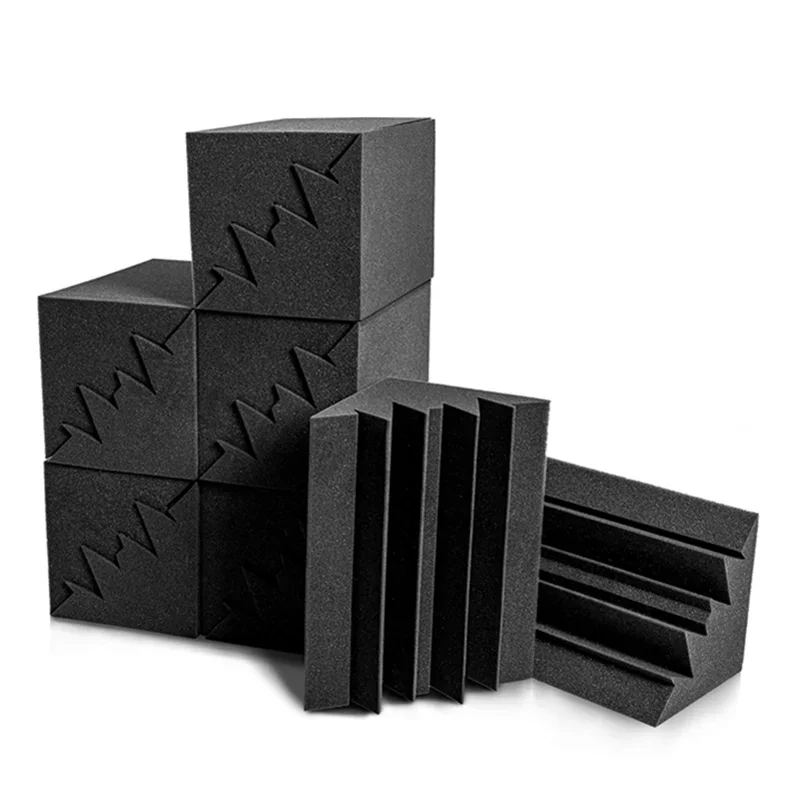 16Pcs Acoustic Foam 12Pcs 12x12x24cm Bass Traps + 4Pcs 15x15x15cm Cubes Combination Flame Retardant Corner Panels soundproof foam
